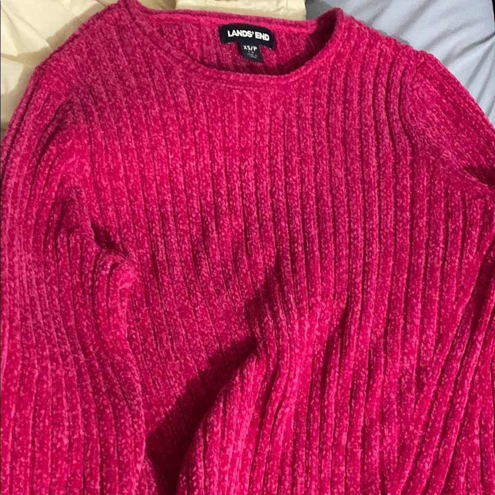 Lands' End Vibrant Pink Ribbed Sweater